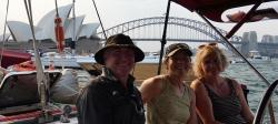 Pete, Alison, and Martina with the Opera House and Bridge beyond
